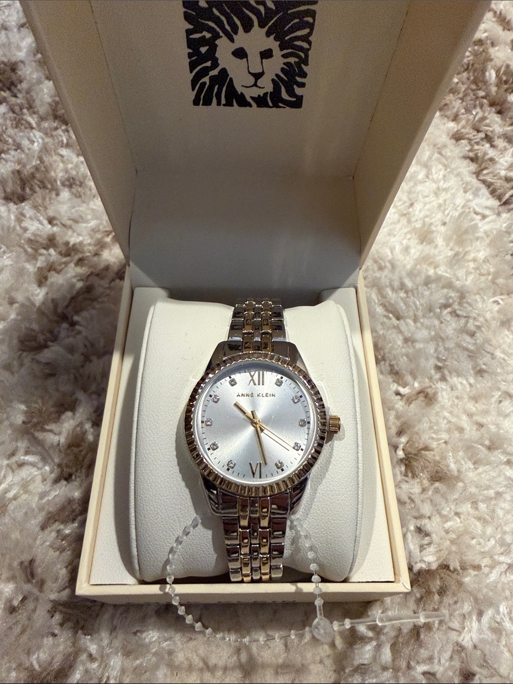 Anne Klein Two-Tone Silver and Gold Women's Bracelet Watch